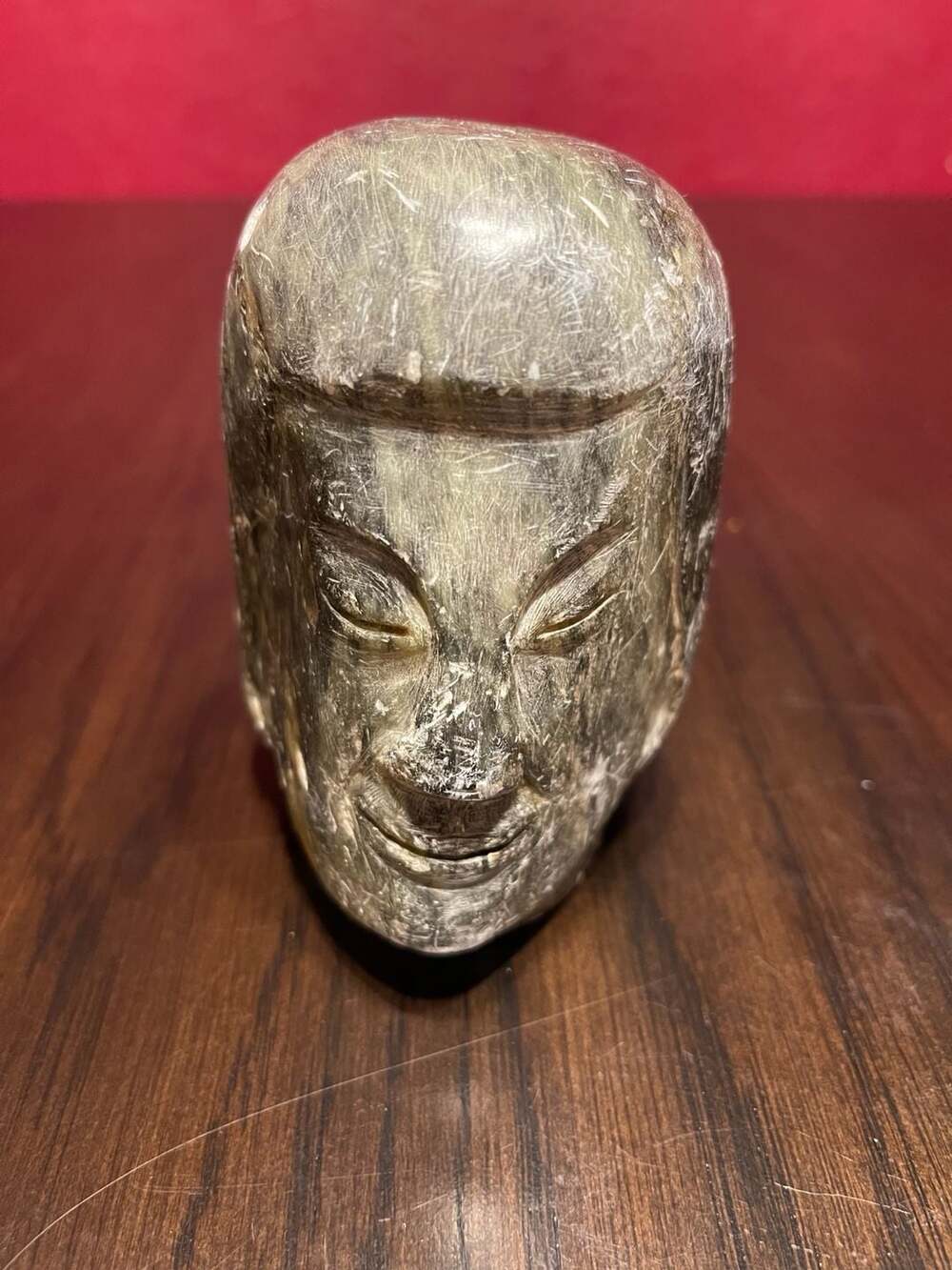 Hand-Carved Soapstone Buddha Head Sculpture